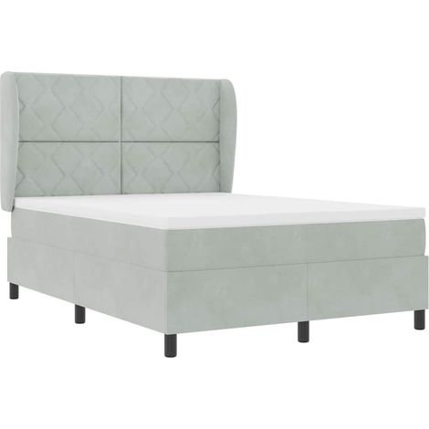 Cama tipo Box Spring Gris claro 140 x 190 cm Terciopelo vidaXL