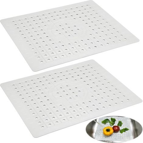 2 Pièces Tapis Evier Cuisine, 3126 cm Protege Evier Résistant à la Chaleur, TPR Protection Evier, Antidérapant Tapis D'évier Tranchable, Tapis D'egouttage Evier pour Fruits, Légumes et Couverts (1/5)