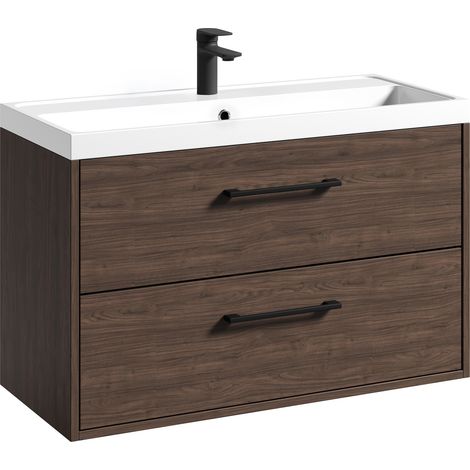 Badplaats Mobile Bagno Florence 01 80 x 40 cm - Noce Marrone - Mobile Sospeso con Soft Close