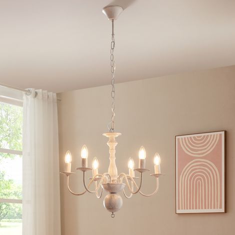 Lampadario Berkeley con 6 Bracci Curvi E14 Bianco Vintage lux.pro