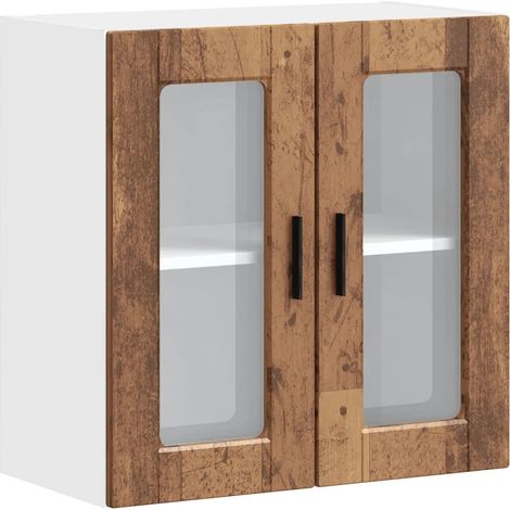 Armadio pensile da cucina di design con anta in vetrina 60 x 31 x 60 cm comodo spazio portaoggetti in legno vecchio legno 020050430