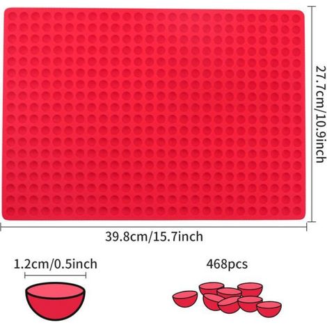 Tapis de cuisson en silicone, tapis hémisphérique rouge de 1 cm, réutilisable, adapté aux moules antiadhésifs. (1/4)