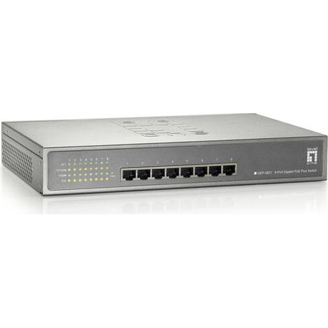 LevelOne Conmutador GEP-0821 Switch PoE Gigabit de 8 puertos, 802.3at/af PoE, 123.2W (1/4)
