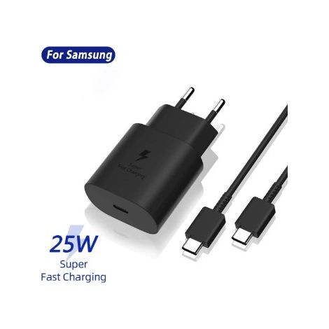 Chargeur USB-C Samsung SUPER 3A 25 W + câble de 1 m noir (1/2)
