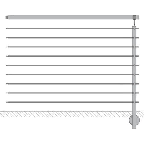 parapetto modulare certificato in acciaio inox aisi 304 con fissaggio a parete, 150 cm- kit intermedio b2