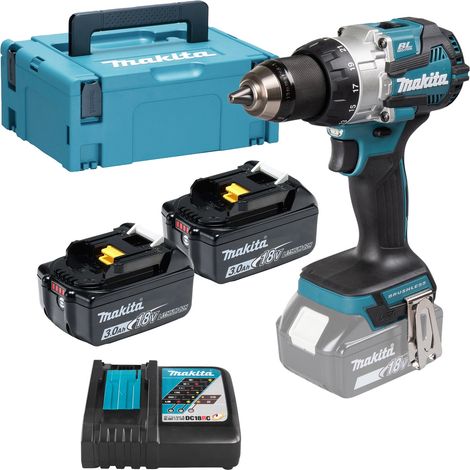 Makita Perceuse visseuse à percussion sans fil 18V / 2x 3,0 Ah + chargeur en MAKPAC - DHP489RFJ