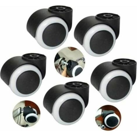 LaBlanc - 5pcs roulettes sans Tige, Roues en Caoutchouc roulettes De Chaise De Bureau De 50 mm, Remplacement Fauteuil Pivotan (1/5)