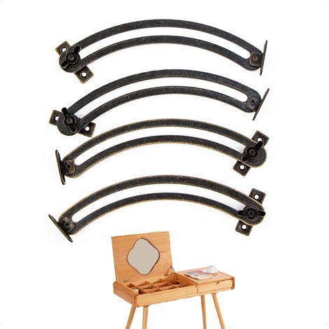 Charnière Soutien Couvercle Porte-ascenseur Support - 4 Pièces Courbé et Réglable Charniere Porte Placard pour Meuble, Armoire, Boîte à Jouets, Tatami, Couvertures (1/5)