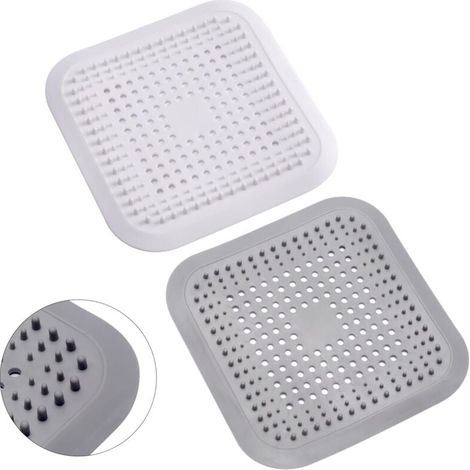 YMYNY - 2 filtros de silicona para ducha con ventosa, protector de desagüe, filtro universal para baño, bañera y cocina (blanco y gris) (1/4)