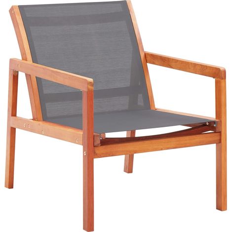 Chaise de jardin Gris Bois d'eucalyptus solide et textilène (1/5)