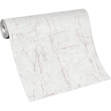 BRICOFLOR Papier Peint imitation béton rose et blanc Tapisserie intissée pour salon, chambre & plus Papier Peint trompe l'oeil rose (1/4)