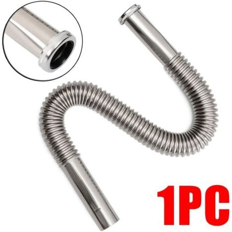 Flexibler Edelstahl-Siphon, flexibler Abflussschlauch für Spüle, Badezimmer, Küche, Wasserleitung