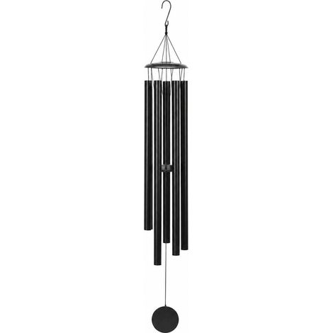 Carillon éolien en métal, tube en aluminium, noir 94 cm, décoration extérieure pour jardin ou terrasse, cadeau. Tube argenté 147 cm. (1/4)