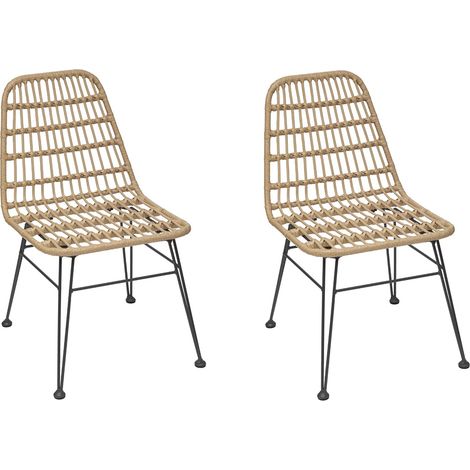Hesperide – Lot de 2 chaises de jardin Lambada sésame et graphite – Acier traité époxy – Résine tressée – Charge maximale 160 kg – Hauteur d'assise 43 cm (1/7)