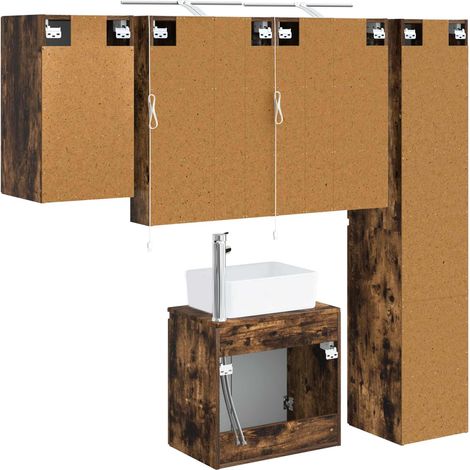 Bathroom Cabinet Set 5 pcs Smoked Oak Engineered Wood vidaXL (1/5)