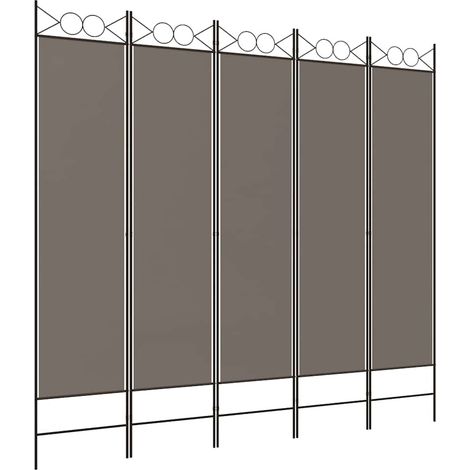 Paravent Cloison de séparation 5 panneaux, Pour Jardin, Balcon, Terrasse Anthracite 200x220 cm Tissu OIB6379E