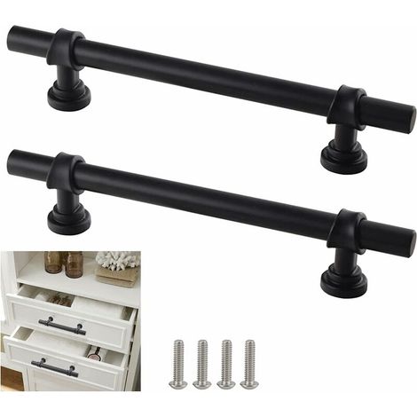 2 poignées de porte noires en acier inoxydable pour meubles (1/5)