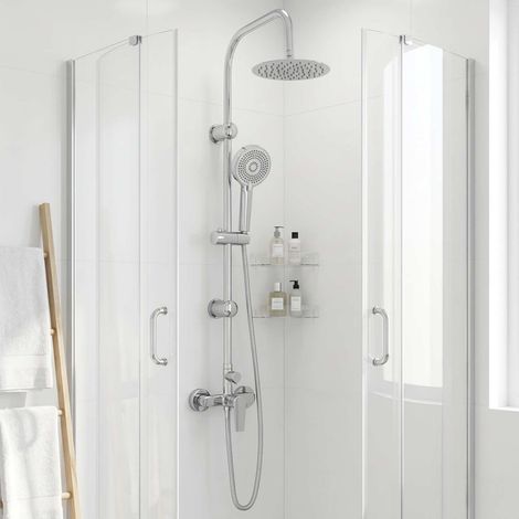vidaXL Système de Douche Noir Acier inoxydable 21 x 48 x 112 cm (1/5)