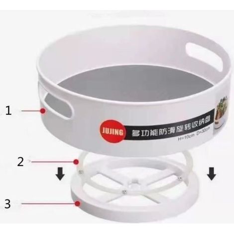 Plateau tournant en plastique pour épices - Accessoire de rangement pour placard - 22.8cm (1/4)