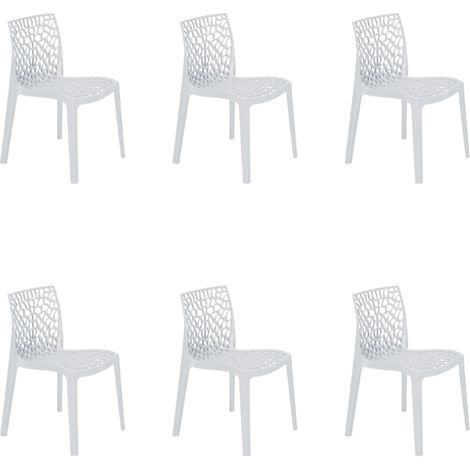 GLOUPIE Set 6 Sedie Tampa In Polipropilene Bianco, Impilabile, L 51 x P 52,5 x H 81 Cm, 100% Made In Italy (1/5)