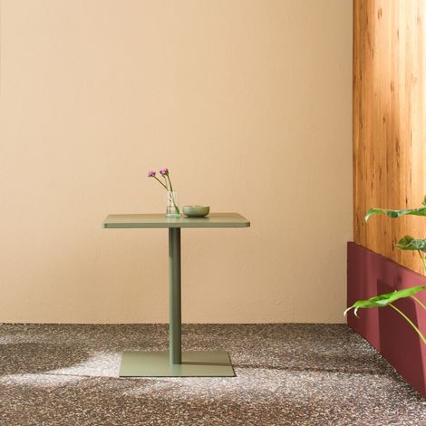 Table de jardin bistrot carré acier 2 places 70 cm kaki - Orea (1/5)