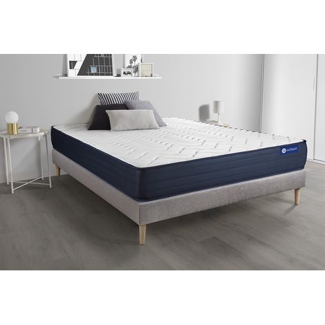 Ensemble matelas ACTILATEX LIFE 160x200 Latex et Mémoire de forme 5zones de confort + sommier KIT gris (1/5)