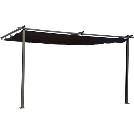 Pérgola adosada con techo retráctil - 3 x 4 m - gris antracita (1/4)