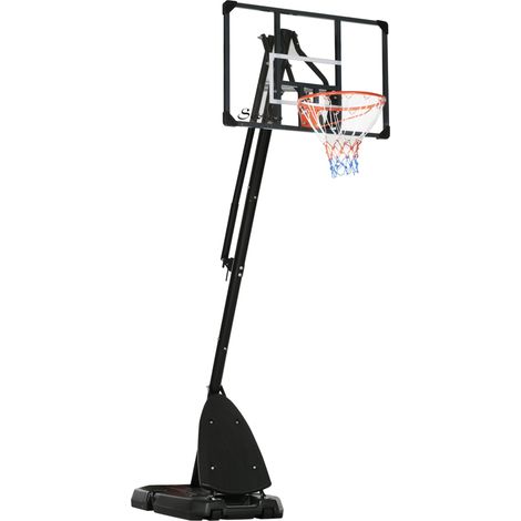 Canestro da Basket da Esterno 107x70 cm Altezza Regolabile 293-350 cm in Acciaio Nero e Rosso (1/5)