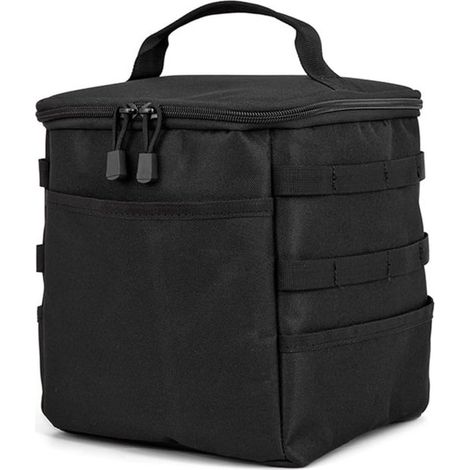 Sac de rangement extérieur multifonctionnel noir pour outils, piquets de sol, bouteille de gaz et ustensiles de cuisine (1/5)