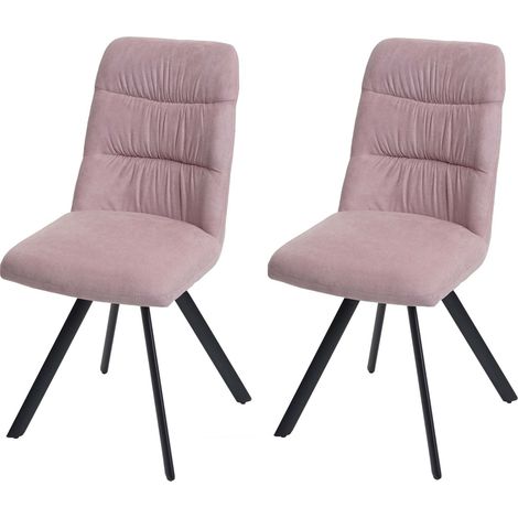 Set 2x sedie con seduta girevole HHG-595 velluto senza braccioli rosa