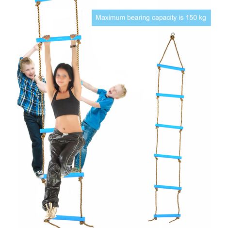 6-teilige Seilkletterleiter für Kinder - Blaues Outdoor-Fitnessgerät aus Kunststoff