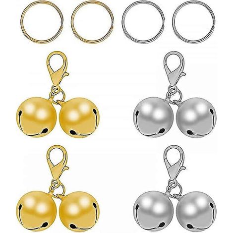 Lot de 4 clochettes pour colliers de chiens et chats, couleur or et argent. (1/5)