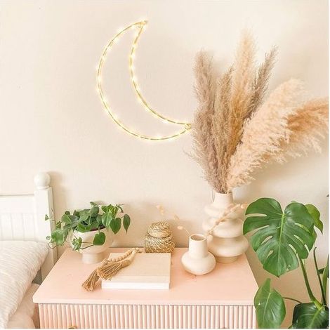 Lampe lune LED - Applique murale dorée - Alimentation USB - Éclairage d'ambiance - Pour chambre d'enfant et salon - Lampe de chevet décorative