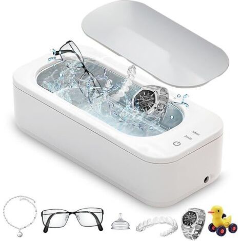 Nettoyeur ultrasonique 47000 Hz, nettoyeur ultrasonique pour le nettoyage de lunettes, prothèses dentaires, bijoux, bagues, pièces de monnaie, collier (1/5)