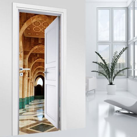 Stickers pour porte - Couloir Mosquée Hassan II - 63 x 205 cm - Adhésif MAT (1/2)