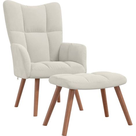 Maison Exclusive - Relaxsessel mit Hocker Cremeweiß Samt