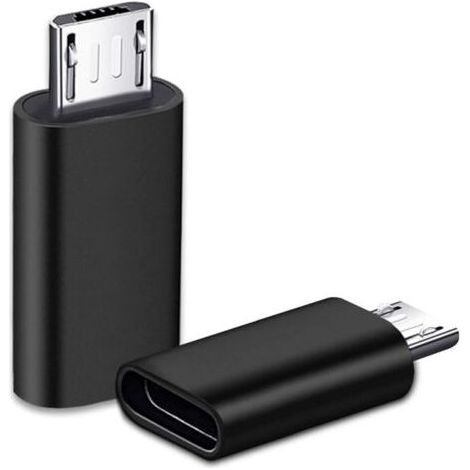 2 Pièces USB C Adaptateur, Micro USB vers USB C, Adaptateur USB C vers Micro USB Connecteur, Adaptateur Type C Fem Micro USB Male Connecteur pour PC, Galaxy, Mate, etc (Noir) (1/5)