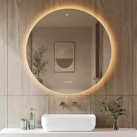 Miroir Rond Salle de Bain avec Éclairage Bluetooth 80 x 80cm (1/5)