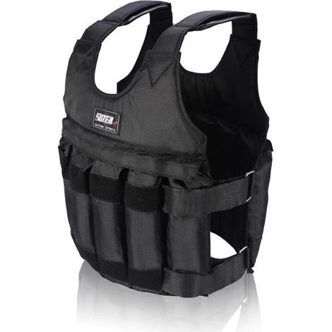 Gilet de poids ajustable - Max 20kg - Noir - Tissu Oxford - Fitness (1/4)