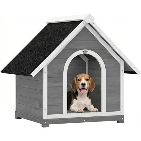 Niche pour chien extérieur - maison chien - PawHut - corps entièrement ouvrant pour nettoyage facile - bois - 84x101x86cm - gris