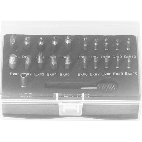 Lot de 22 extracteurs de vis endommagées en acier HSS - Tige moletée noire 60mm pour boulons cassés et visserie universelle (1/5)