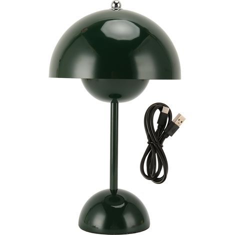 Ortviai Lampe de table champignon rechargeable sans fil, LED à 3 modes d'éclairage, intensité réglable par toucher, vert foncé (1/5)