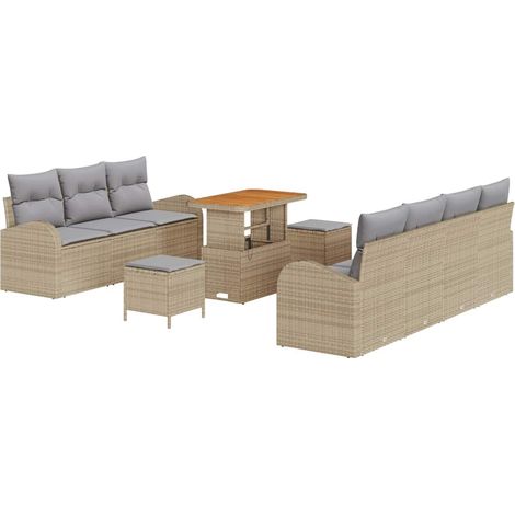 Garden Sofa Set with Cushion 10 pcs Beige and Light Grey vidaXL (1/5)