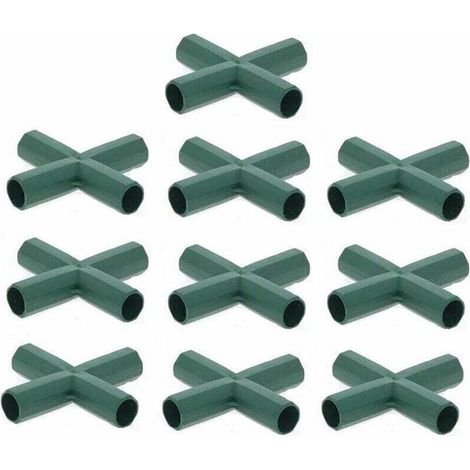 Lot de 10 Connecteurs De Cadre De Serre pour cadre de jardin, cages à fruits, clôtures, cadre de serre, connecteurs (16mm,Plat / 4 trous) (1/4)