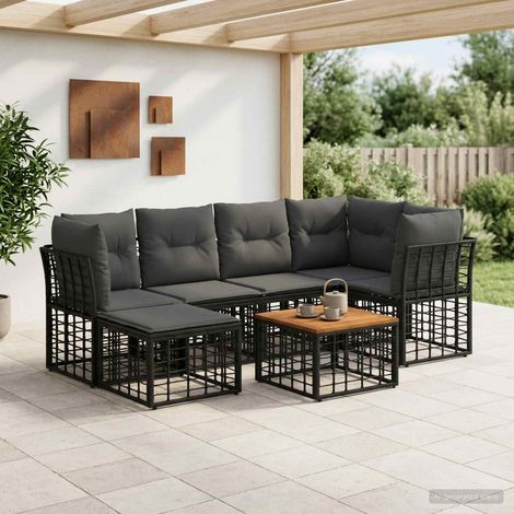 vidaXL Ensemble de canapés d'extérieur 7 pcs Noir et Gris foncé (1/5)
