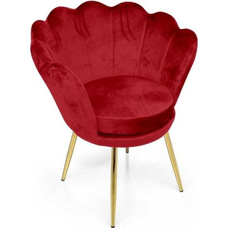 Poltrona imbottita in velluto rosso cm 69x60x80h