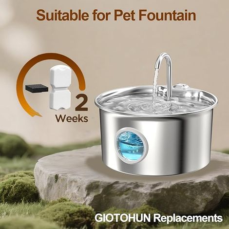 Cat Water Fountain Filter – 24 Filters: 12 Charcoal + 12 Foam – Multiple Filtration – Suitable for Stainless Steel Fountain (1/4)