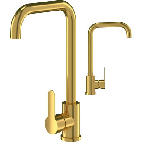 ROBINET DE CUISINE POUR ÉVIER ROBINET D'OR ACIER HAUT ARRONDI (1/5)