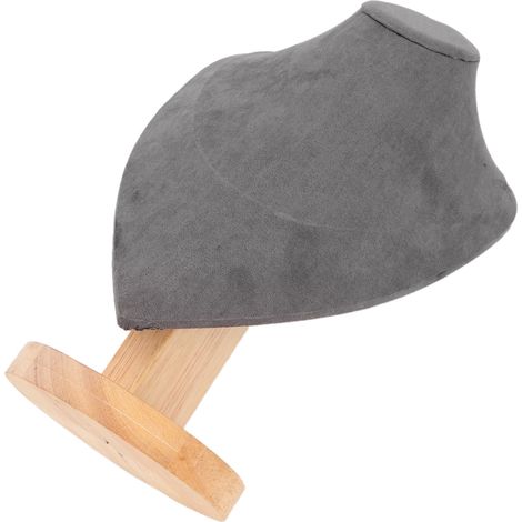 Présentoir à colliers polyvalent et élégant en bois, buste à bijoux gris, idéal pour la maison, les bijouteries et les salons professionnels. (1/5)