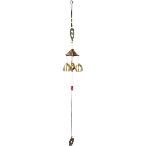Carillon En Cuivre Couleur Bronze Avec Paon Et Double Cœur Décoration Suspendue Pour Maison Et Jardin 1 Pièce (1/5)